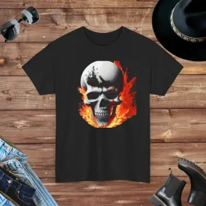 Skull on Fire Unisex Cotton Tee for Chic Look