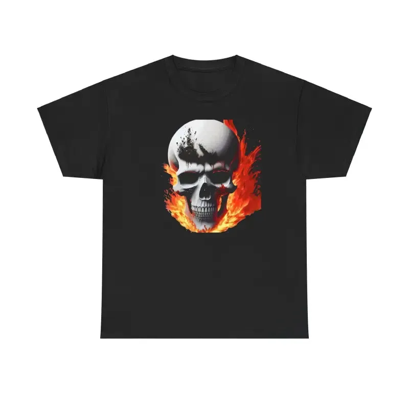 Skull on Fire Unisex Cotton Tee for Chic Look