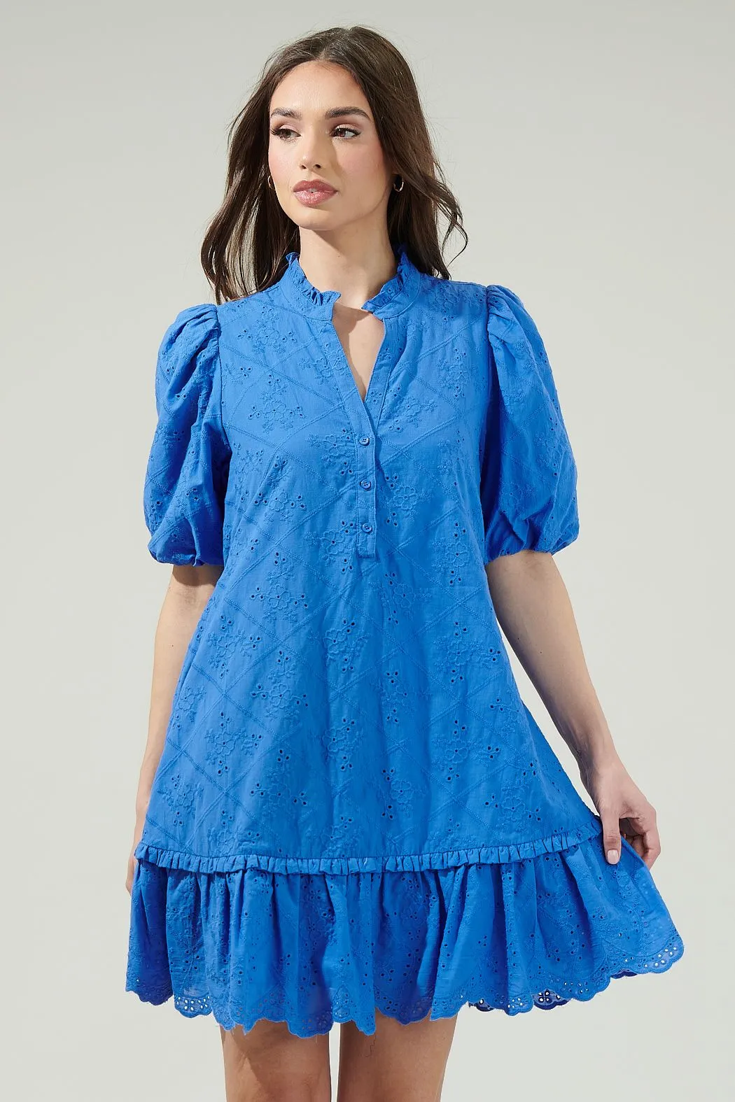 Sky Eyelet Sasha Shift Mini Dress