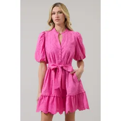 Sky Eyelet Sasha Shift Mini Dress