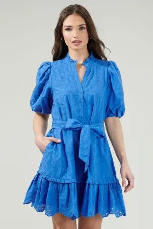 Sky Eyelet Sasha Shift Mini Dress