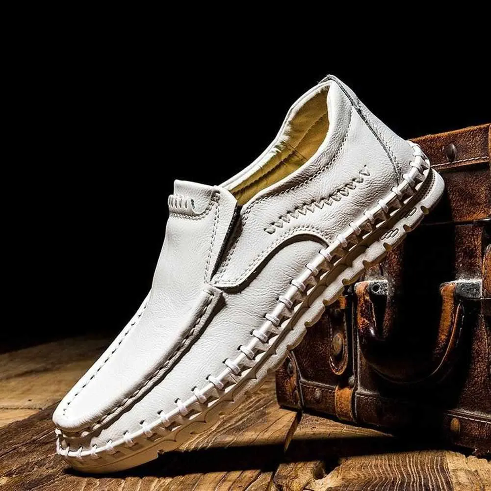 Sky Madrid Stitched Leather Flats