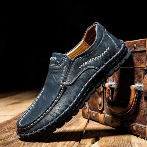 Sky Madrid Stitched Leather Flats