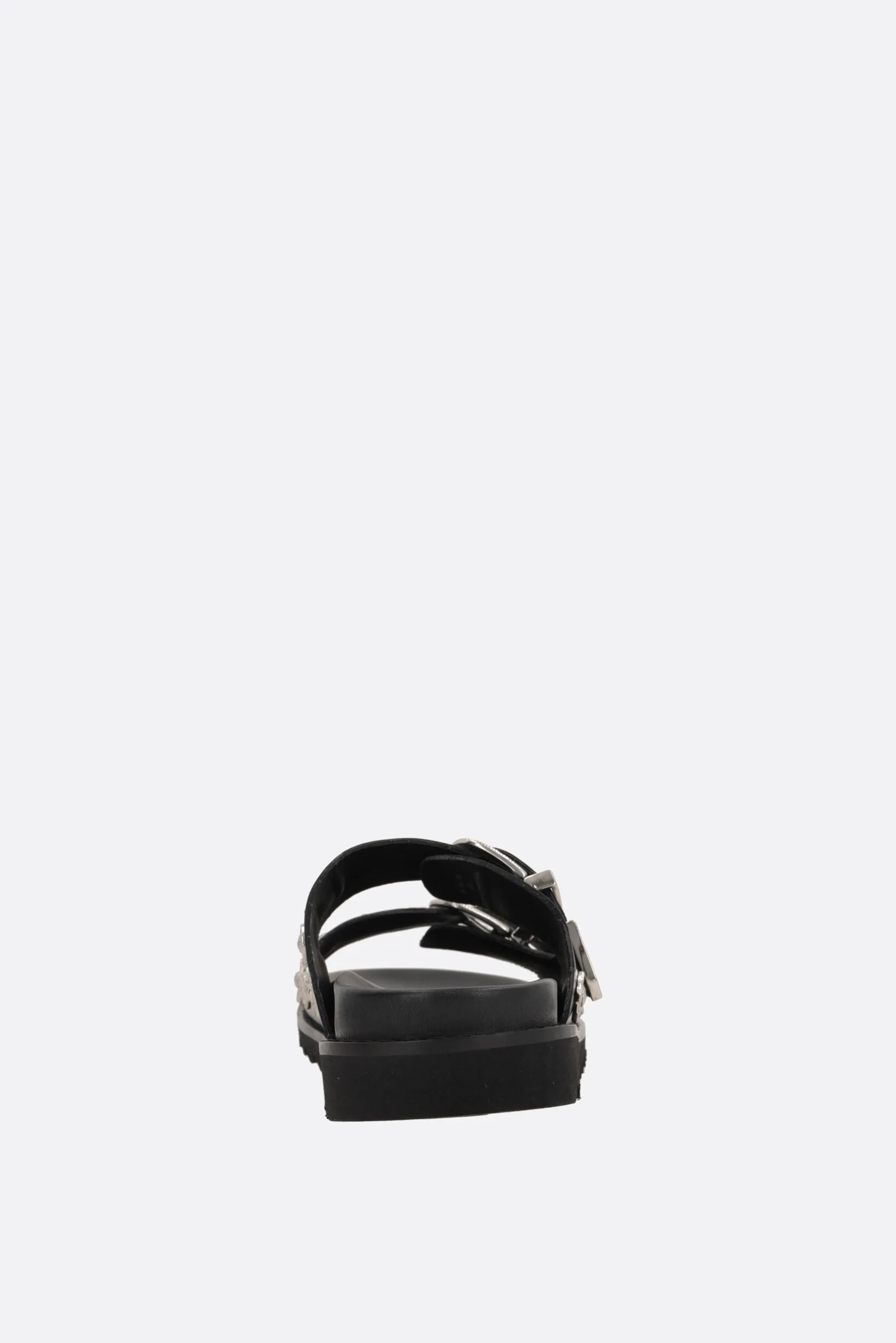 smooth leather flat sandals with studs