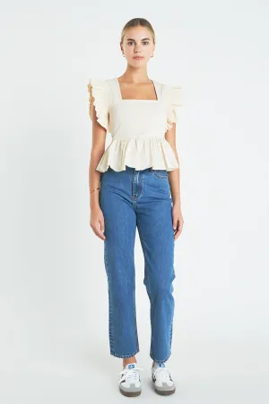 Square Neckline Ruffled Top