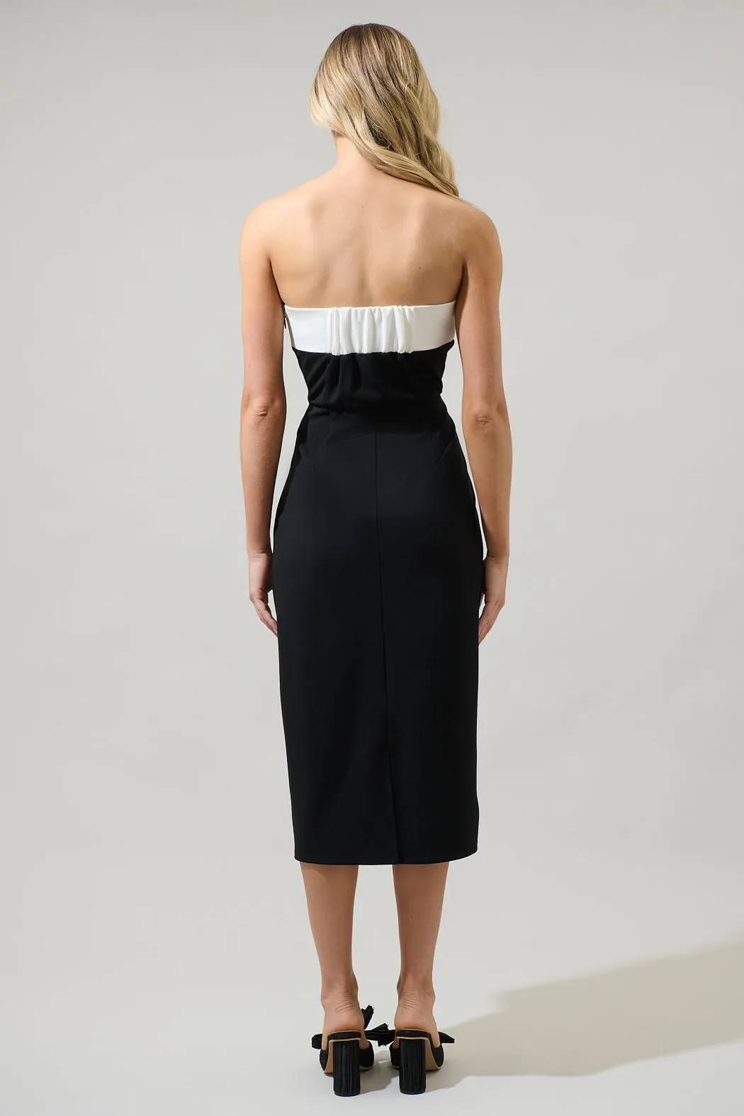 Stella Strapless Color Block Midi Dress