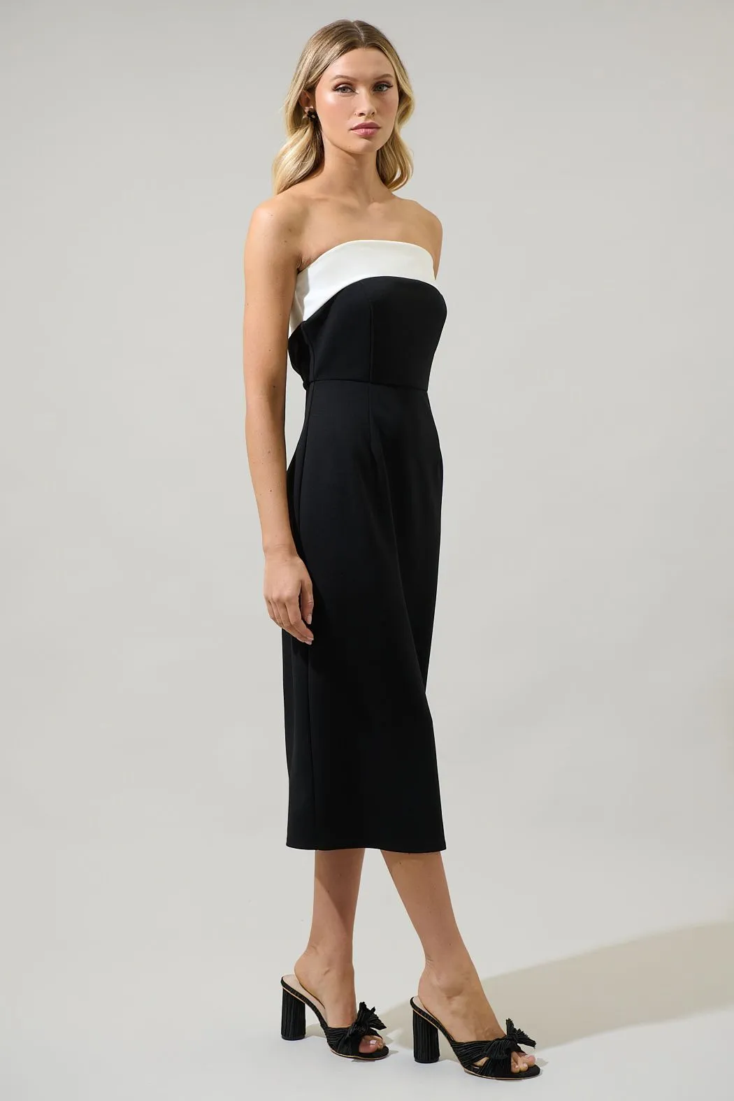 Stella Strapless Color Block Midi Dress