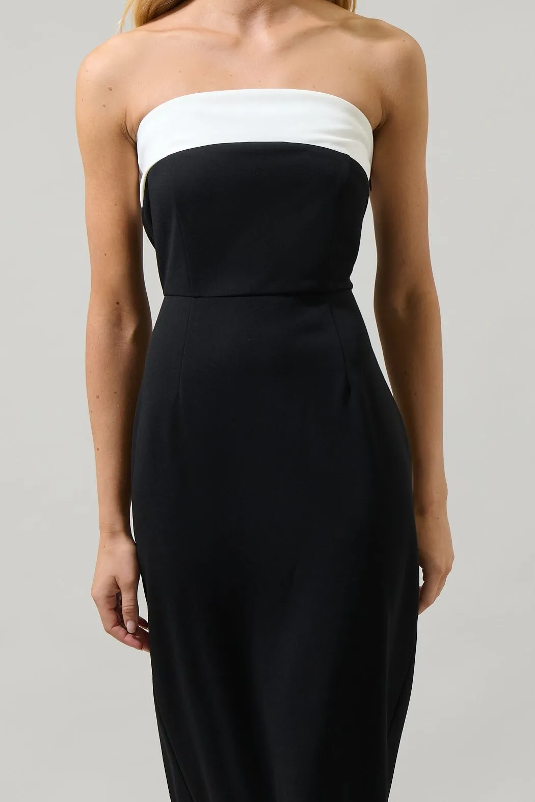 Stella Strapless Color Block Midi Dress