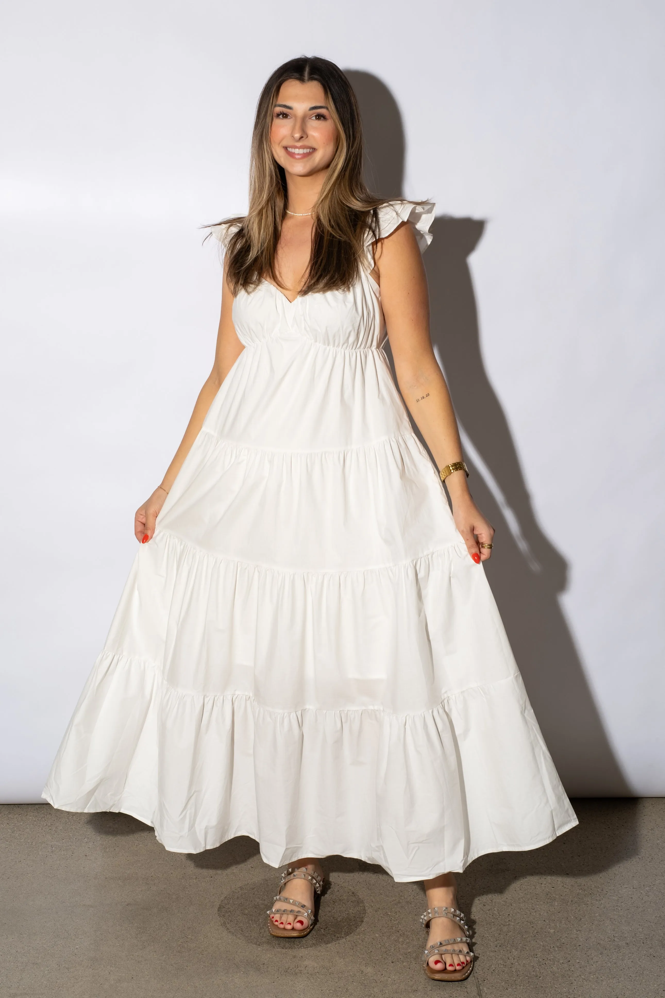 Thea Ruffle Sleeve Maxi Dress