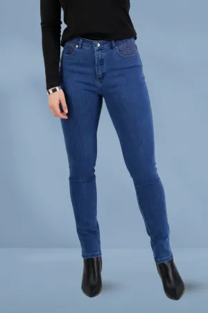 Vassalli Skinny Leg Basket Weave Jeans New Blue
