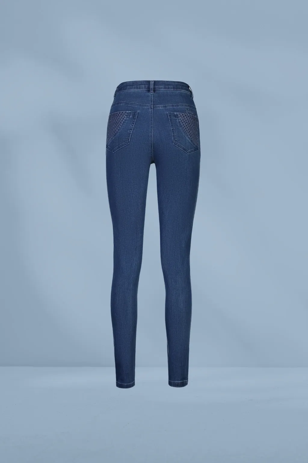 Vassalli Skinny Leg Basket Weave Jeans New Blue