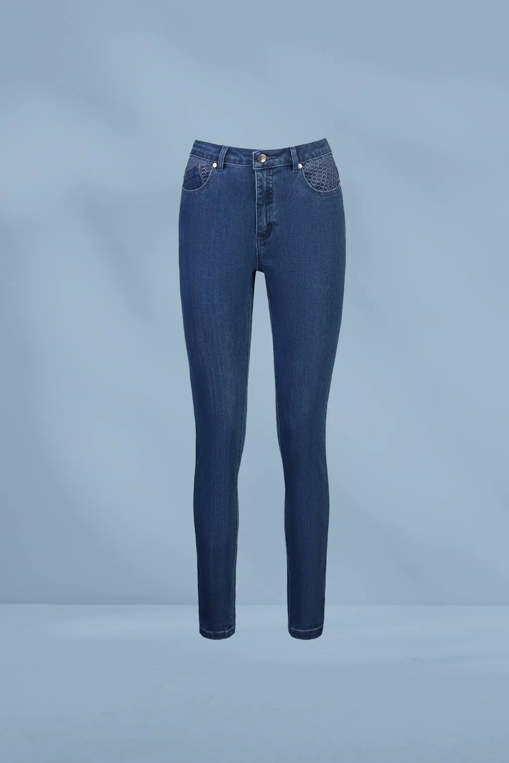 Vassalli Skinny Leg Basket Weave Jeans New Blue
