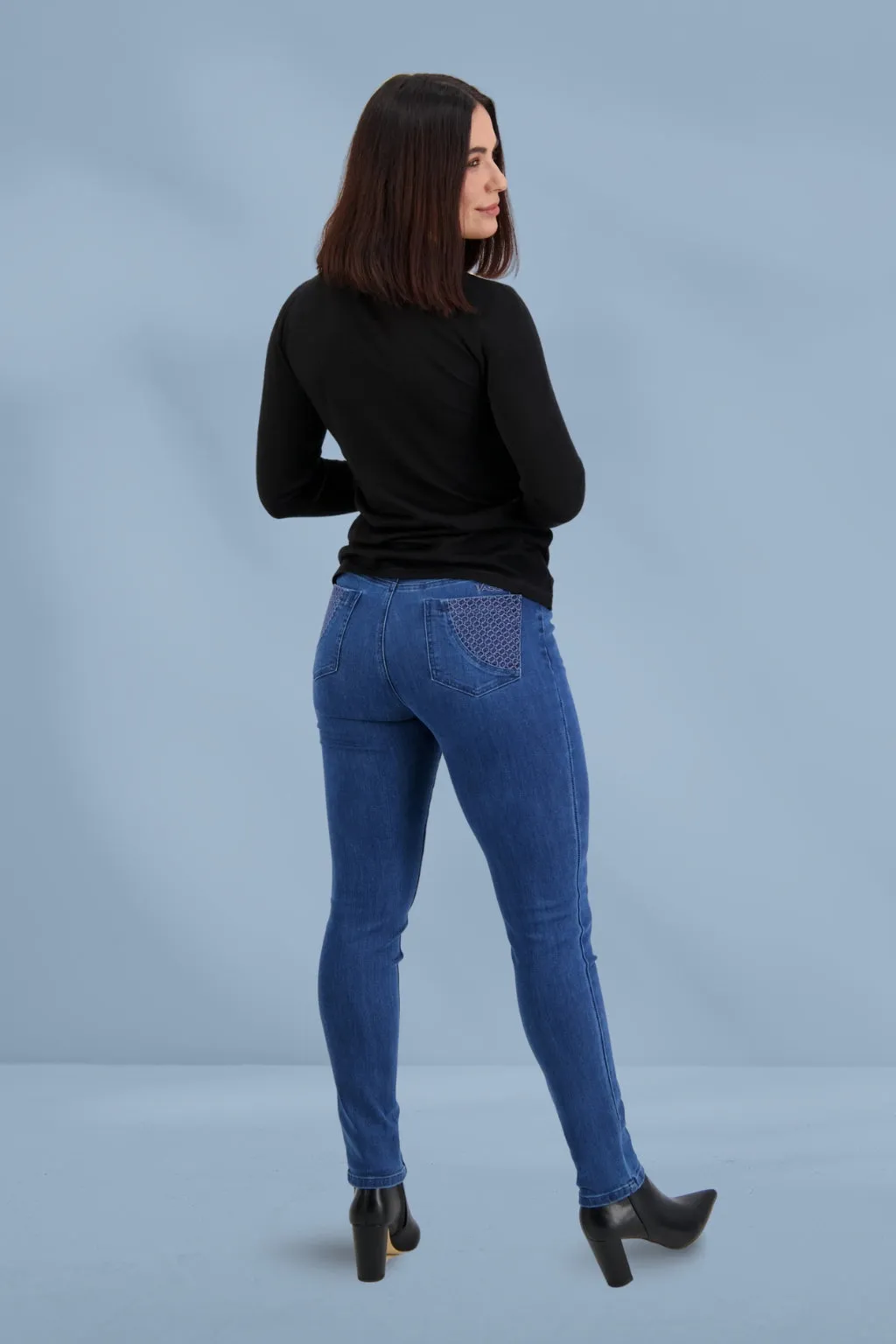 Vassalli Skinny Leg Basket Weave Jeans New Blue
