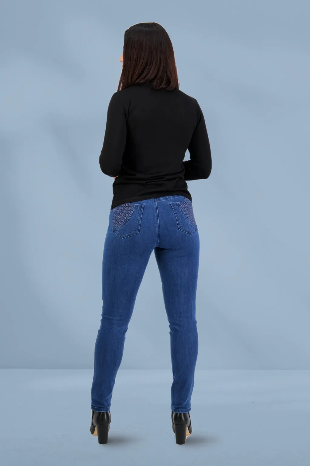 Vassalli Skinny Leg Basket Weave Jeans New Blue
