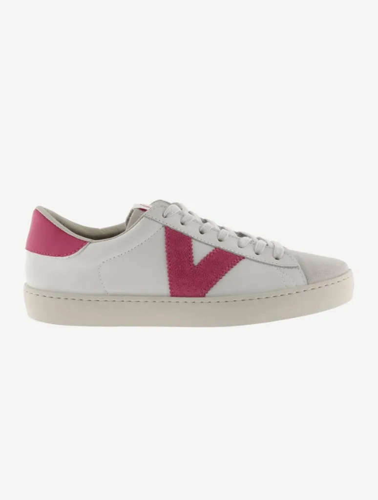Victoria Berlín & Split Leather Sneaker in Fresa