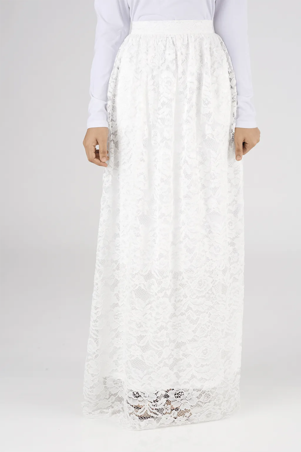White Garden Lace Maxi Skirt