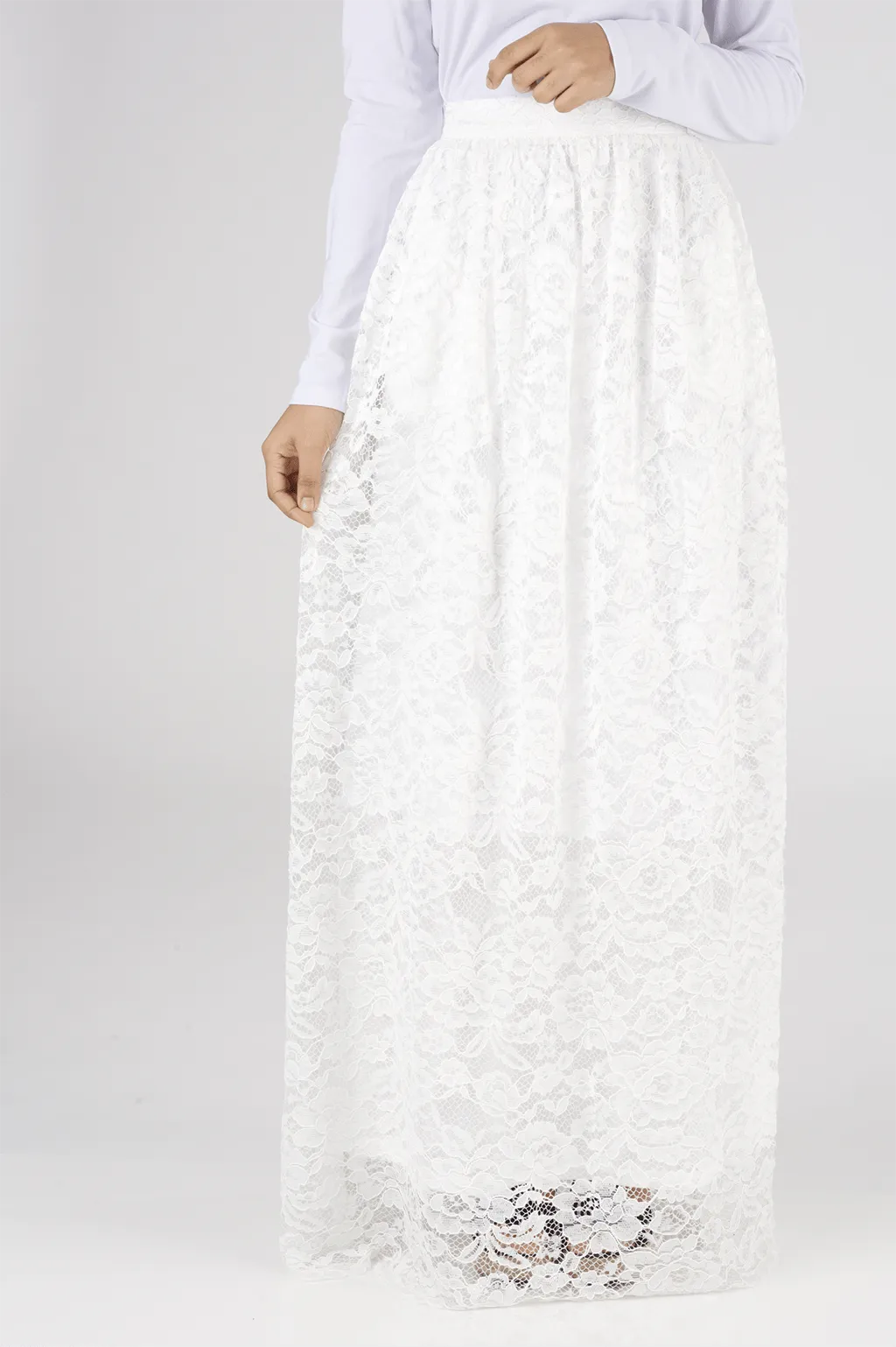 White Garden Lace Maxi Skirt