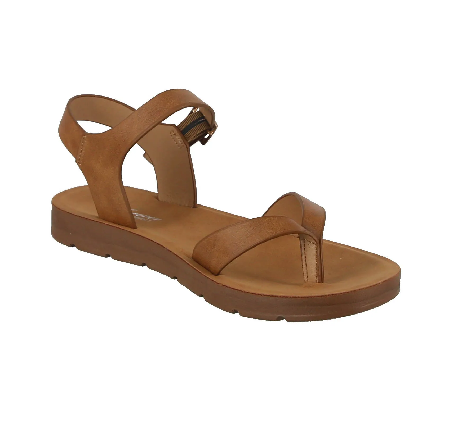 WOMAN'S SHOES TAN PU LEATHER SANDALS REFORM-51