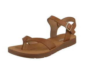 WOMAN'S SHOES TAN PU LEATHER SANDALS REFORM-51