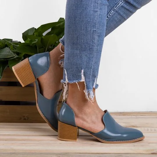 Womens Chunky Round Toe Ankle Boots