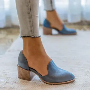 Womens Chunky Round Toe Ankle Boots