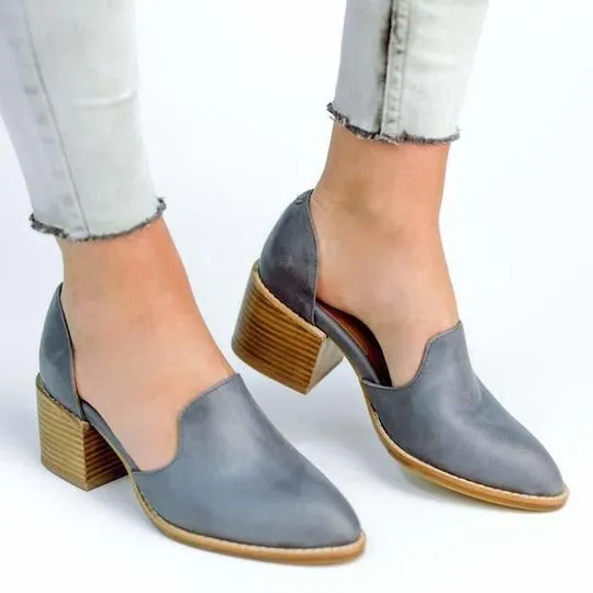 Womens Chunky Round Toe Ankle Boots