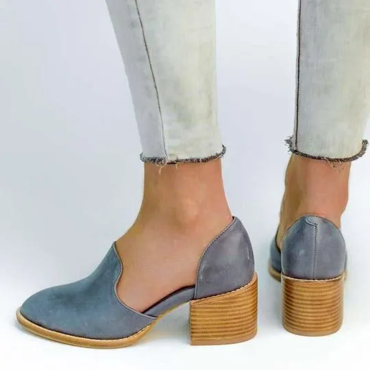 Womens Chunky Round Toe Ankle Boots