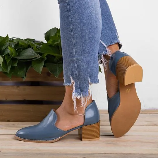 Womens Chunky Round Toe Ankle Boots