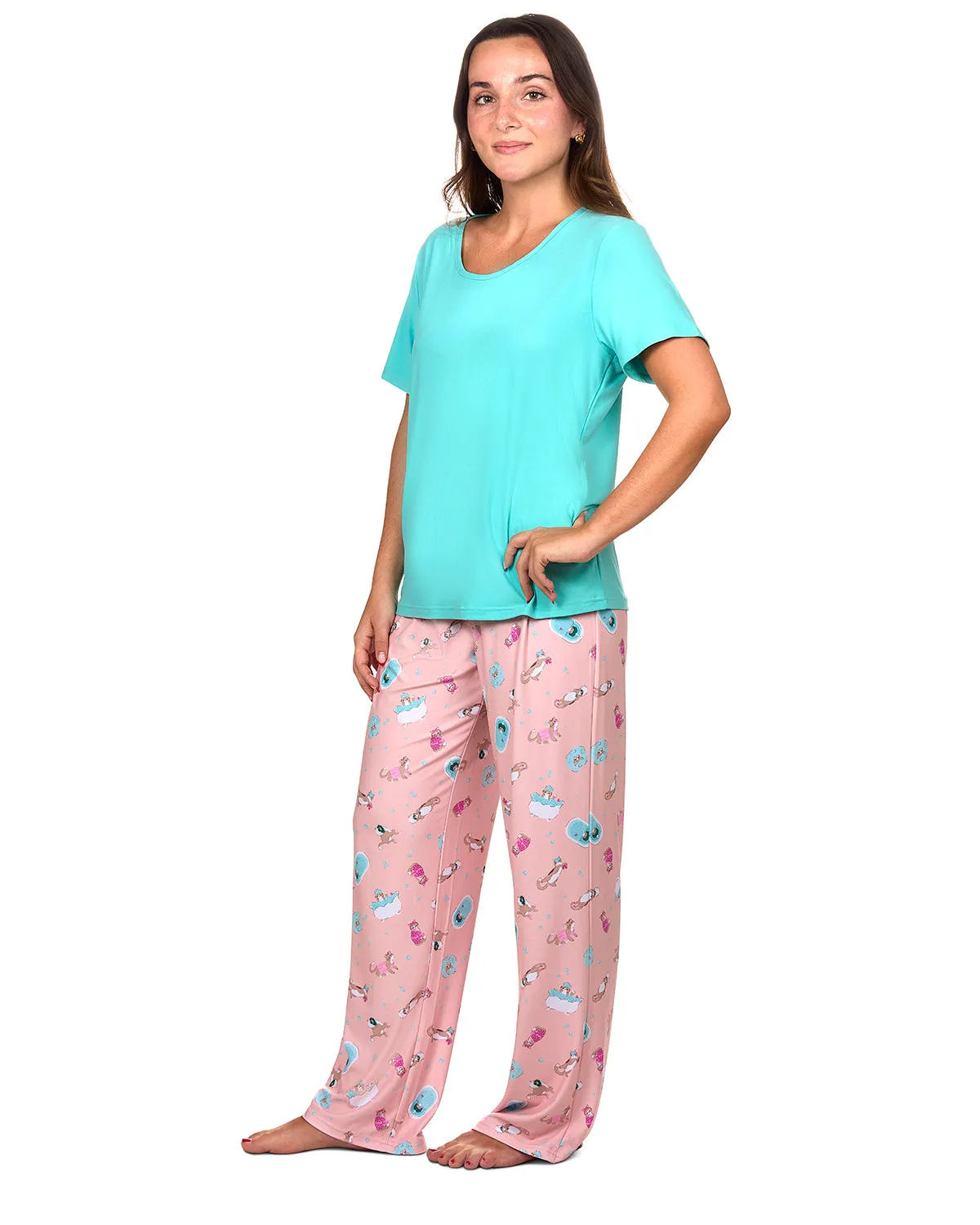 Women's Spa Kitty Two Piece PJ Set In A Bag