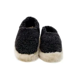 Yoko Full Unisex Black Wool Slippers